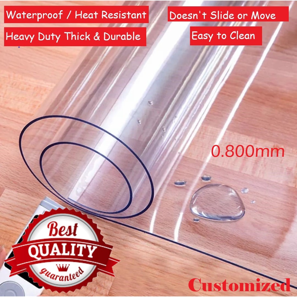 0.800mm THICK Clear Plastic Cover PVC Heat Resistant TableTop Protector