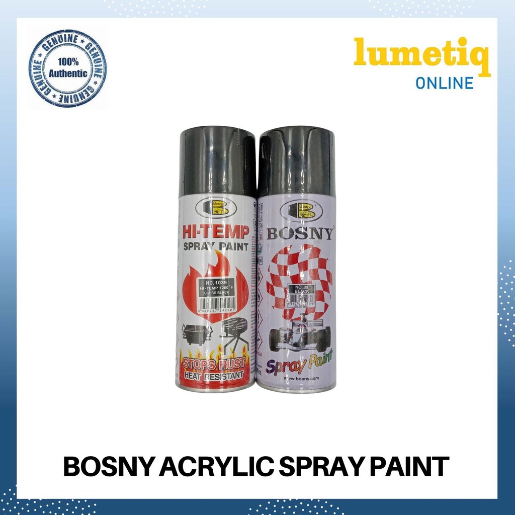 BOSNY Acrylic Spray Paint Black/Flat Black/Gloss Black (HiTemp