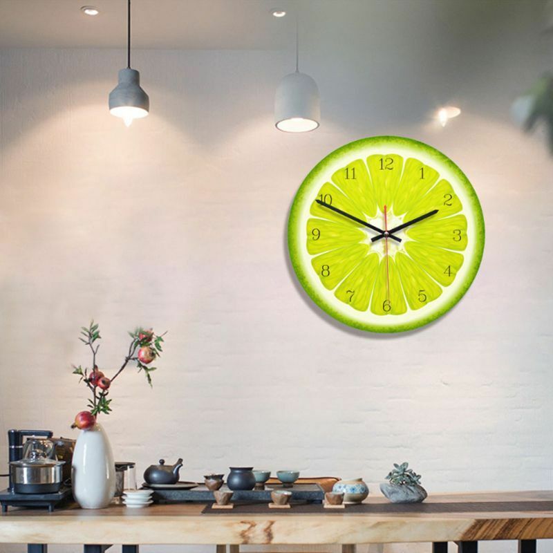 Wooden Digital Wall Clock Creative Fruit Wall Clock Silent Quartz