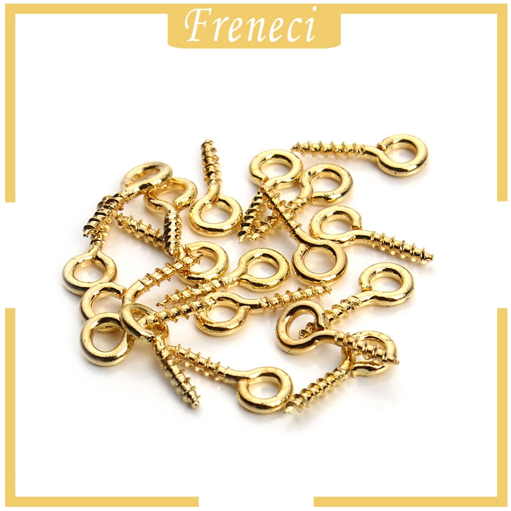 [FRENECI] 50 Pieces Gold Screw Eyes Pins Eyelets Screw Jewelry Bag