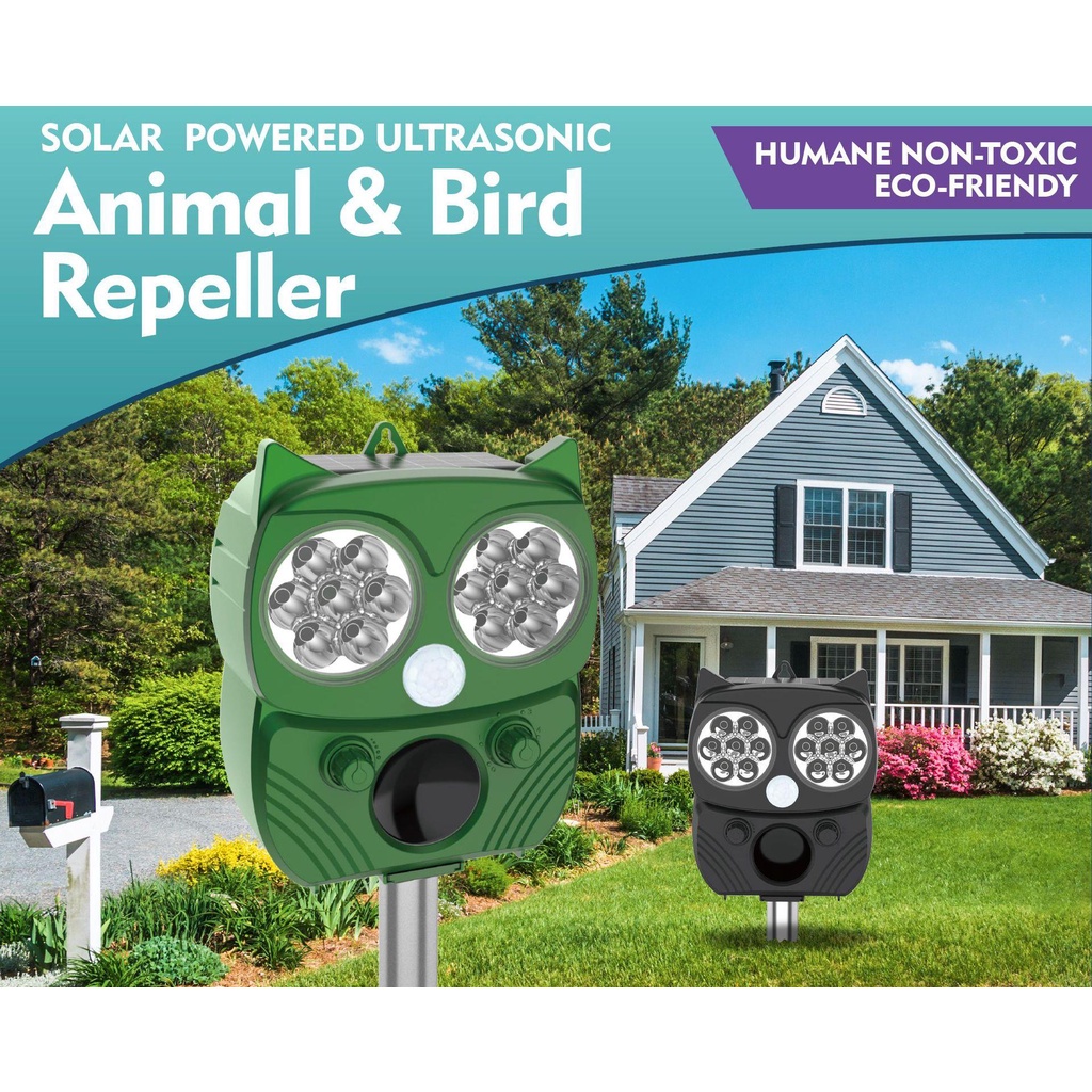 Solar Bird repeller Ultrasonic Animal repellent LED flash Dog Repellent