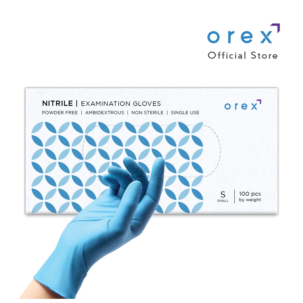 OREX Nitrile Examination Gloves (Powder Free, Latex Free) Shopee