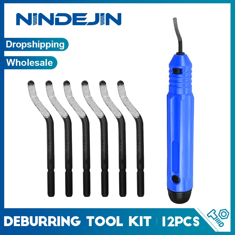 NINDEJIN Deburring Tool Trimming Knife Scraper Plastic Handle NB1100 Rotary Burr Removal Spin
