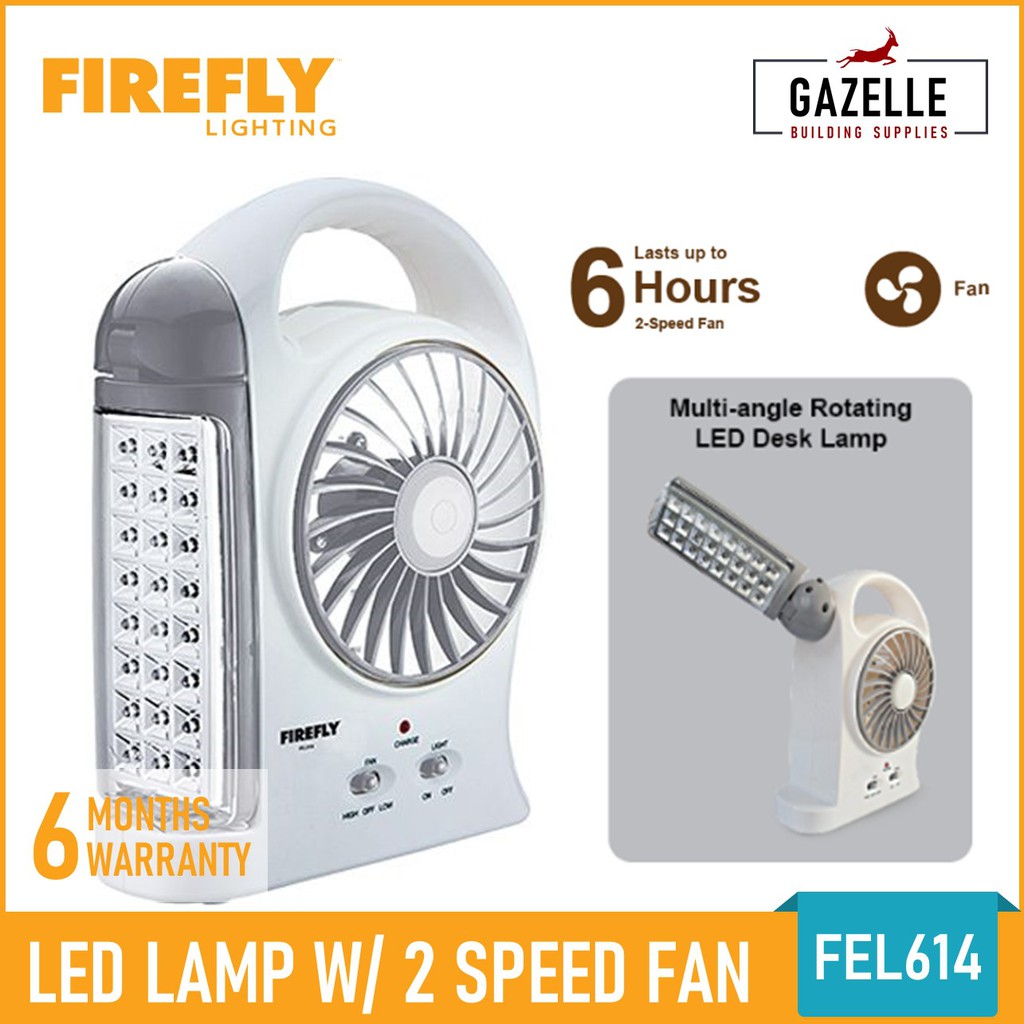 Firefly 24 LED Multifunction with 5” 2Speed Fan Desk Lamp Emergency
