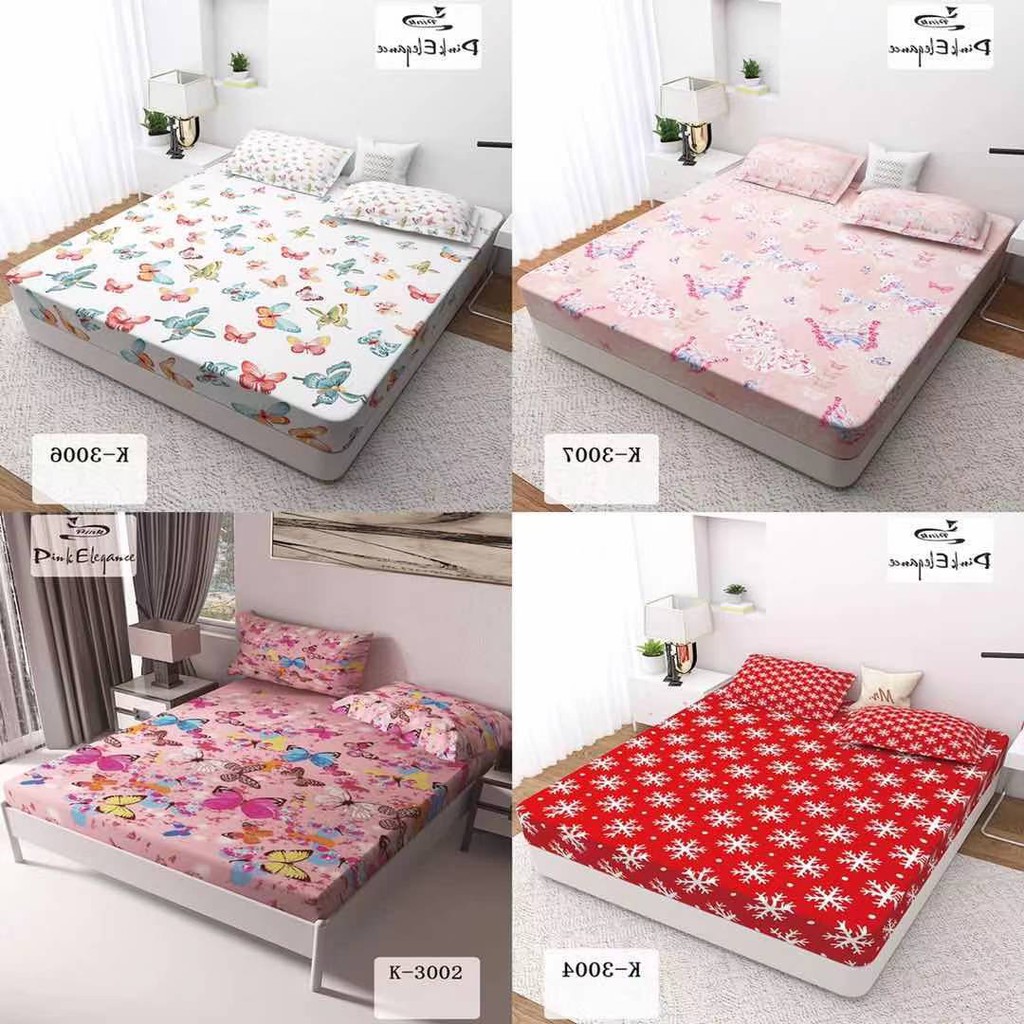 3 in 1 Bed sheet Cotton Full Garterized Fitted Bedsheet with 2 pcs