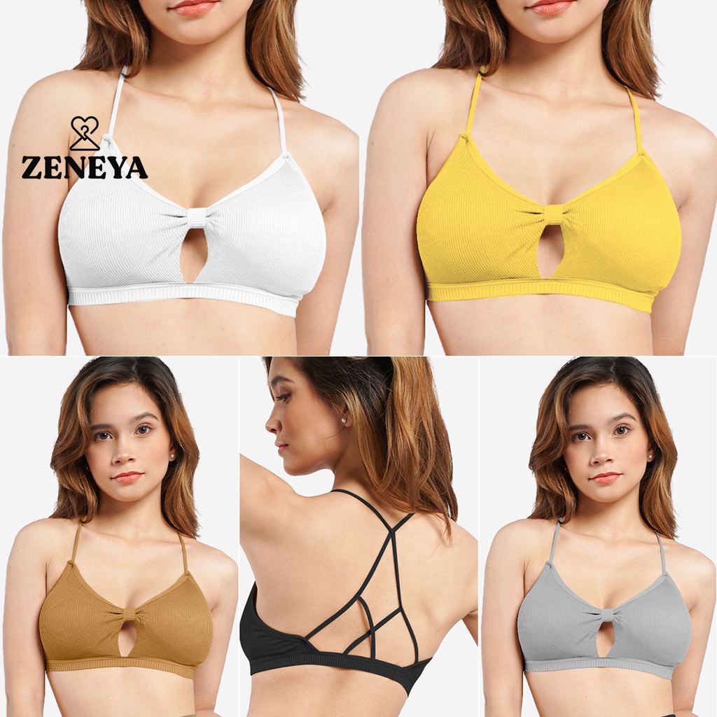 Zeneya Bow String Bra Brassiere Bralette For Women Set Padded Push Up