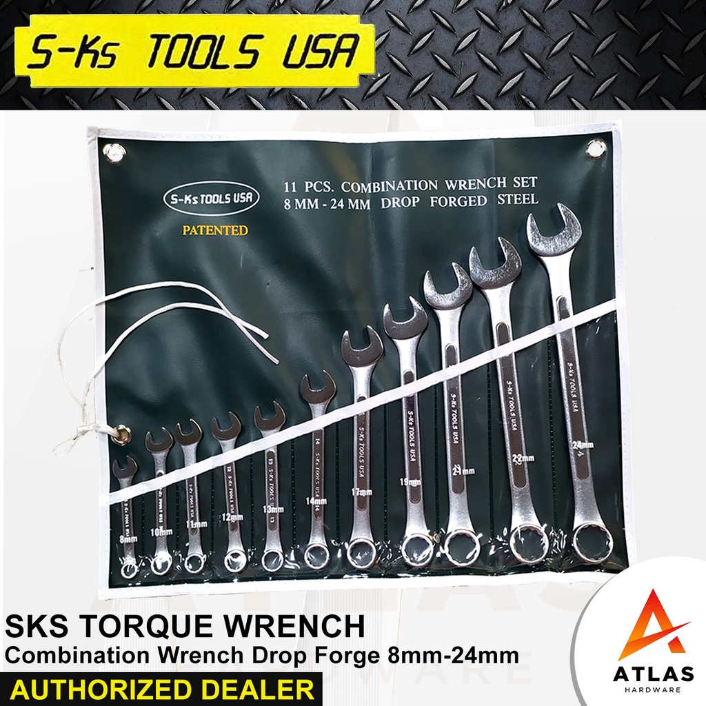 SKS Tools USA Combination Wrench Set 824mm 11pcs Drop Steel