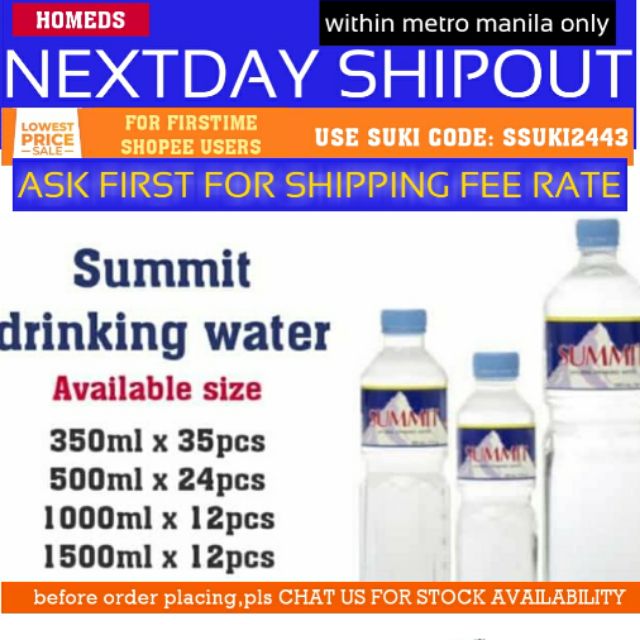 Summit drinking water delivery within metromanila only Shopee Philippines