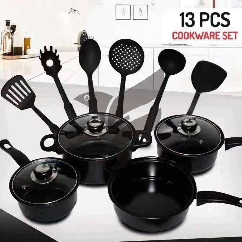 Omss storeHIZLJJ Kitchen Set,4Piece, Cookware HardAnodized Pots and