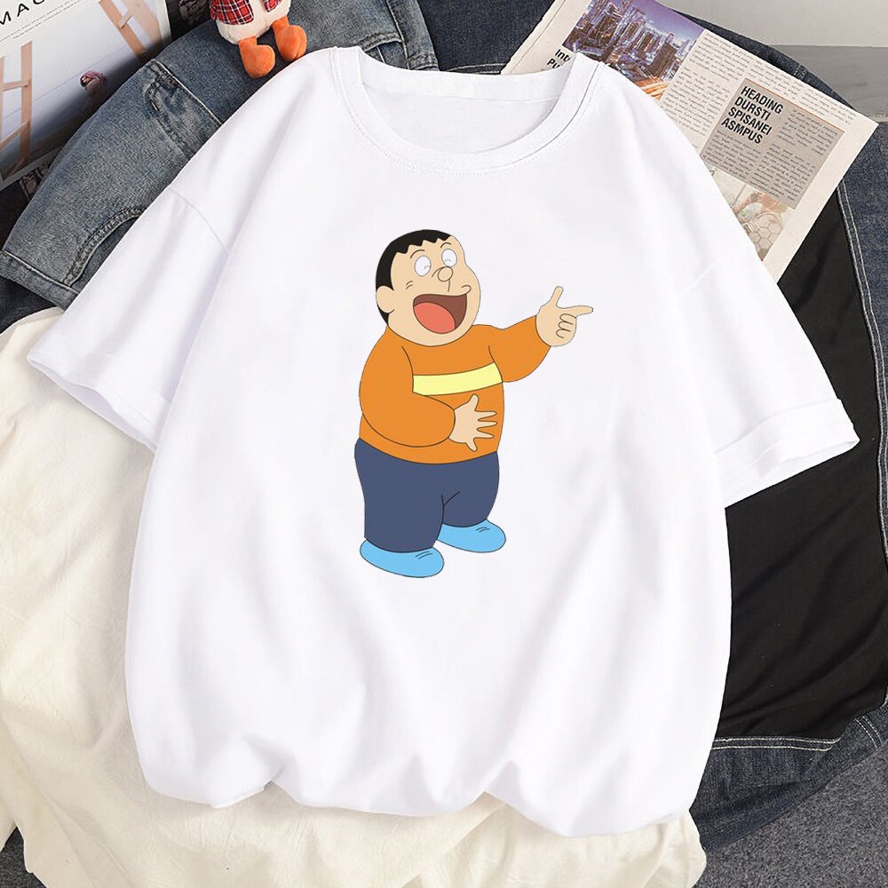 Doraemon Cartoon Character Inspired Printed White Tshirt Oversized for Men/Women Clothes