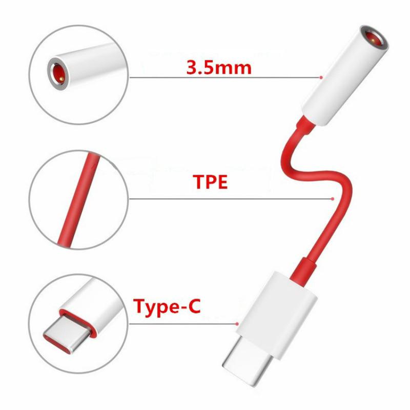 Original ONEPLUS 6T Type C to 3.5mm Earphone Jack Adapter Aux Audio for
