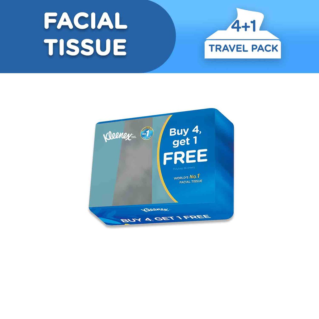 Kleenex Facial Tissue Travel Pack Large 4+1 Free Shopee Philippines