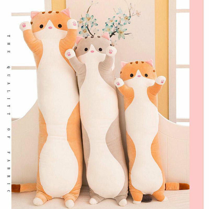 Baby Long Cat Plush Toy Adult Soft Stuffed Kitten Pillow Kids Children