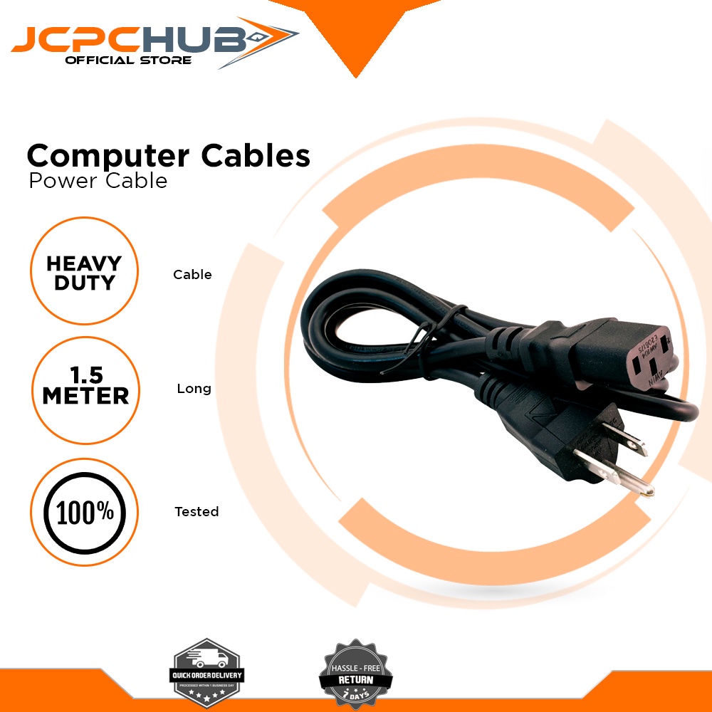 Power Cable 1 Meter for PC (Manipis) Medium Duty Power Cord Shopee