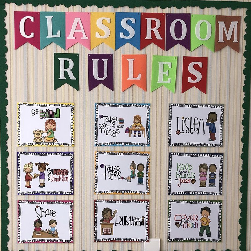 9Pcs English Cards Classroom Rules Wall Decoration Toys Kids Shopee