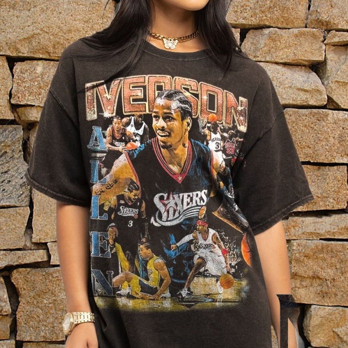 Allen Iverson Basketballball Vintage Wash Tshirt, Allen Iverson NBA