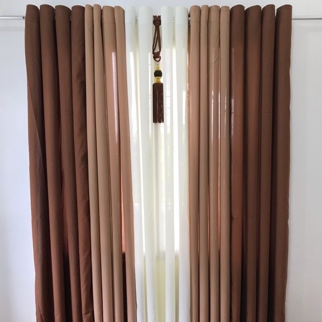 5 in 1 and 3 in 1 Mocha Cotton Ring Curtains Shopee Philippines