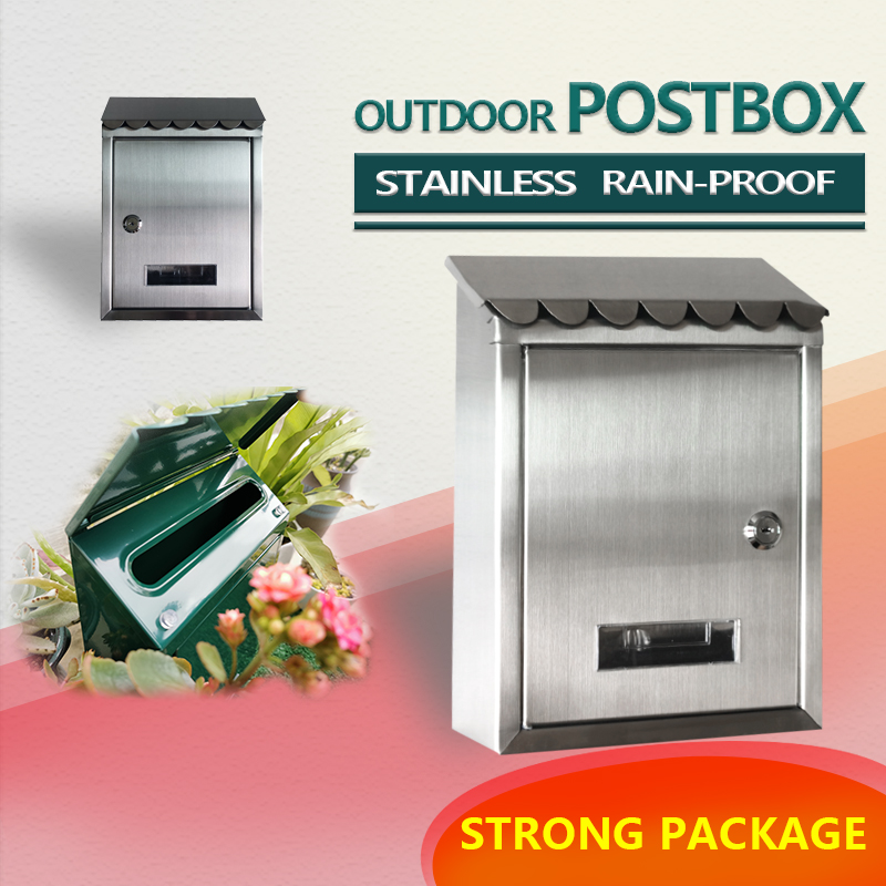 304 stainless steel Mailbox Garden Supplies House hanging Post Mail Box Lockable with Key Letter