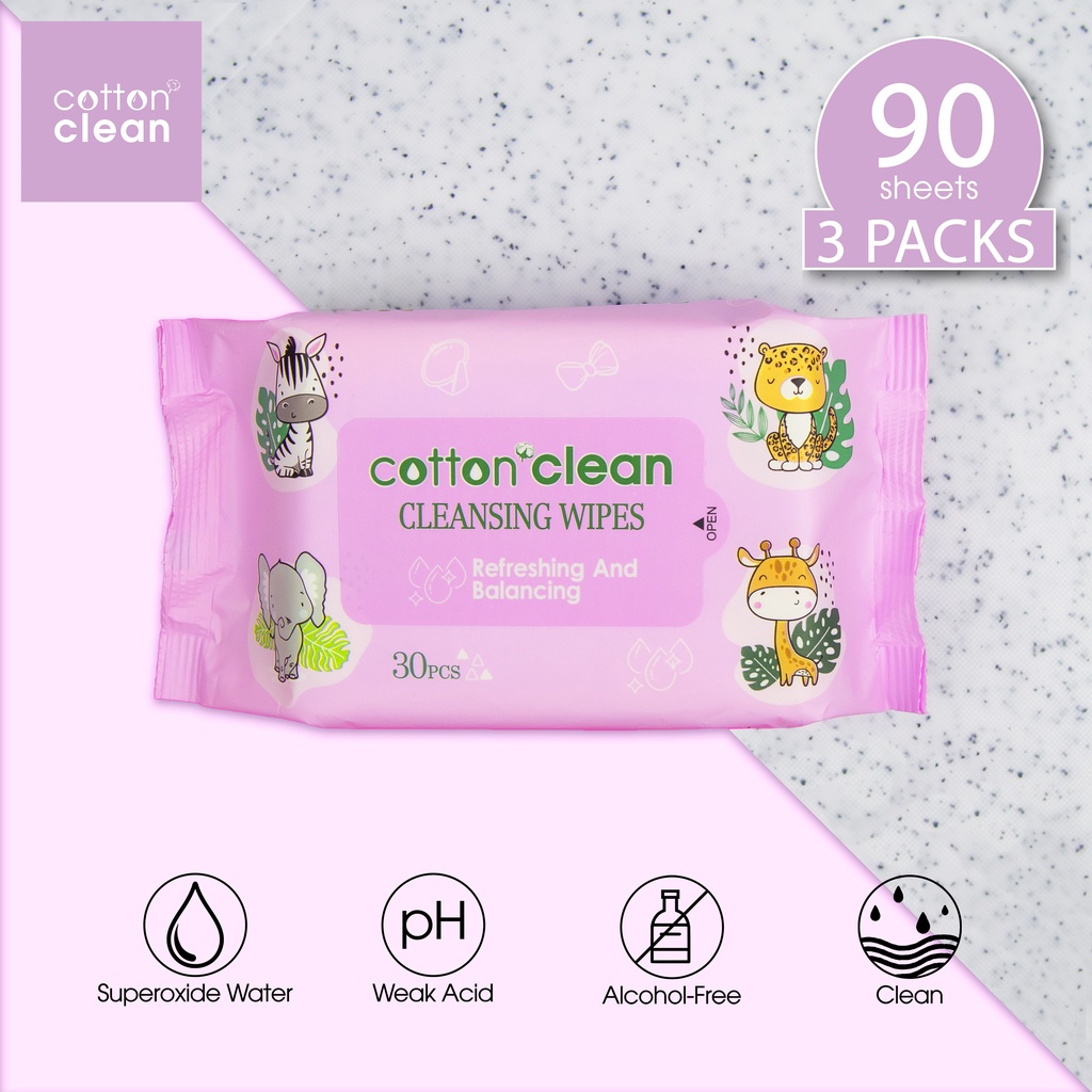 Cotton Clean Makeup Remover 90 Sheets Wet Wipes for Face Hypoallergenic