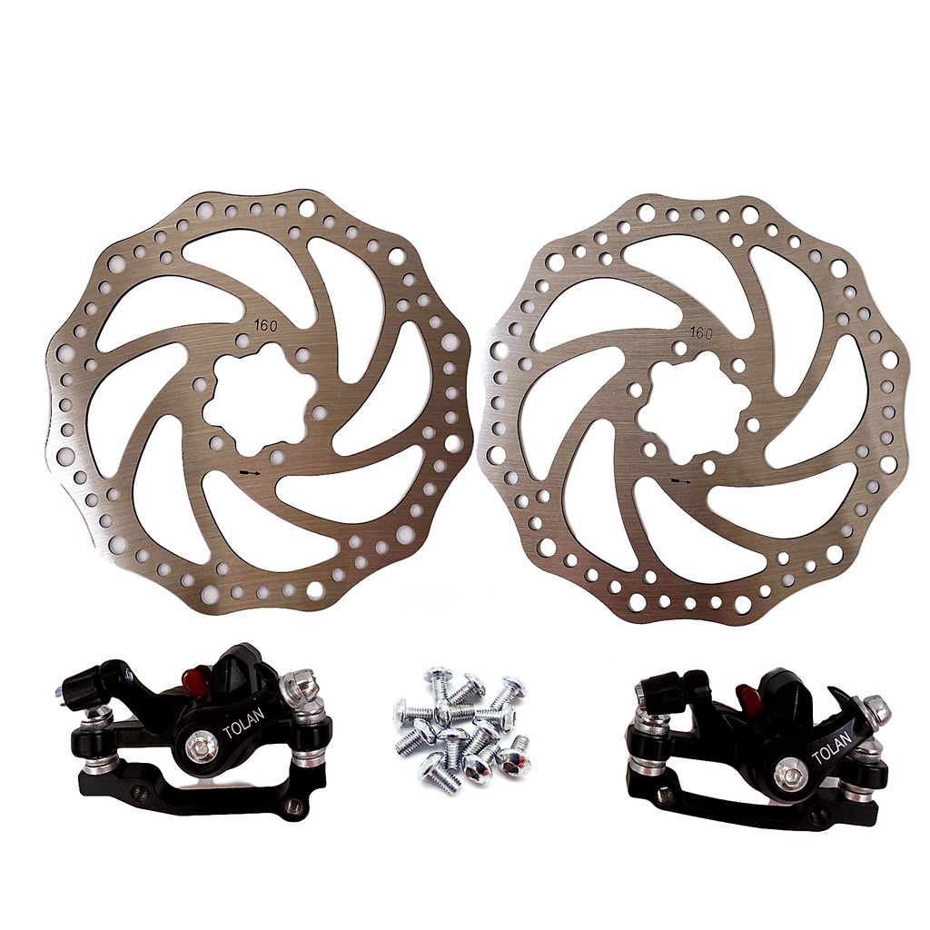 Bike Disc Brake Kit Front Rear Calipers Set With 160mm Disc Rotors