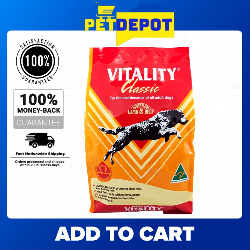 Vitality Classic Adult Lamb & Beef Dry Dog Food 1kg & 3kg Shopee