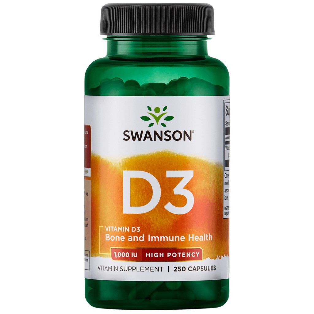 Swanson Vitamin D3 High Potency 1,000IU (25MCG) 250 caps Bone and