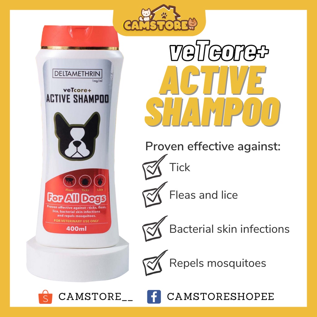 Vet Core+ Active Dog Shampoo (Deltamethrin) 400ml Shopee Philippines
