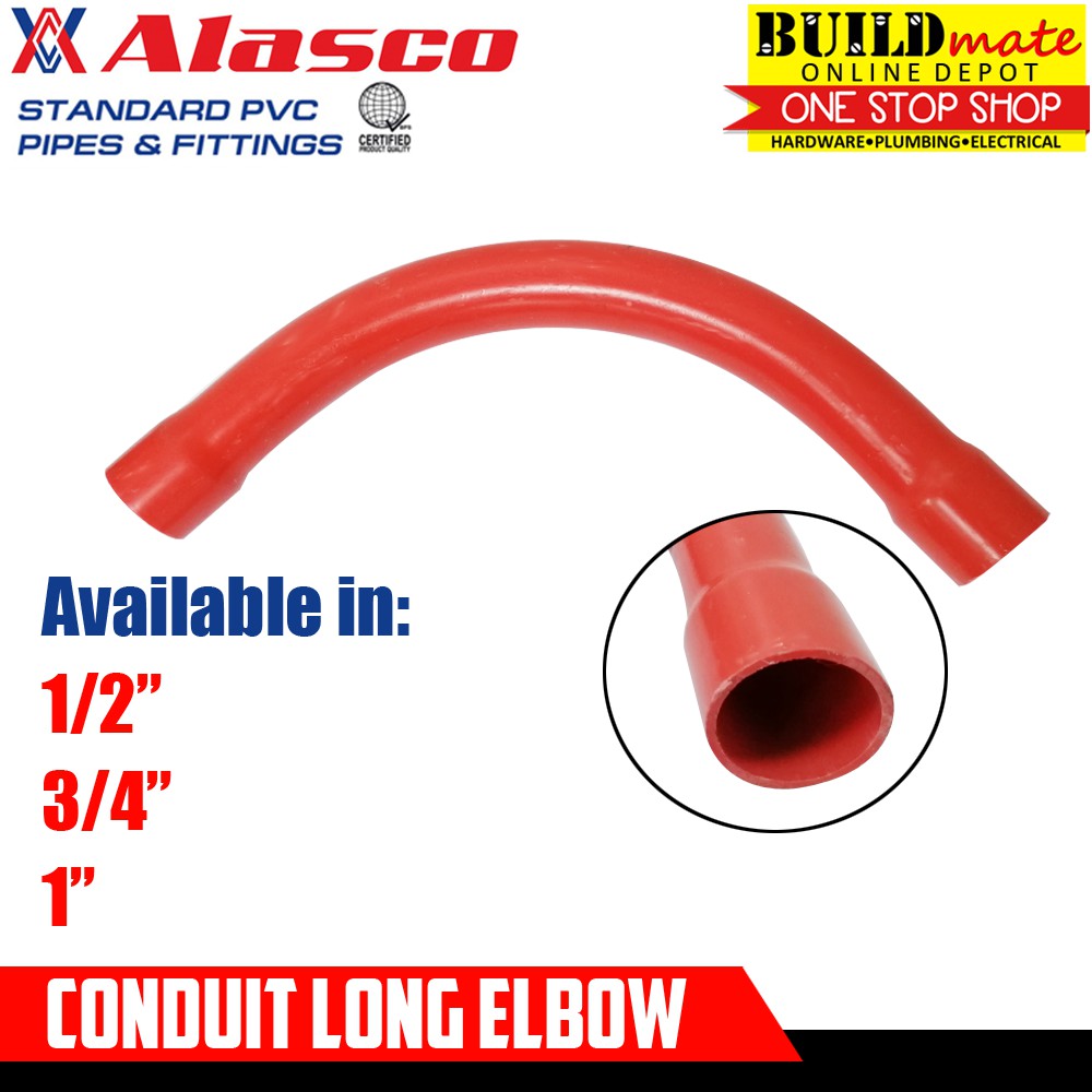 ALASCO Electrical PVC Conduit Long Elbow Corner 1", 3/4" , 1/2" HIGH