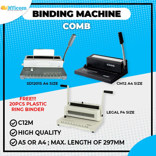 Binding machine comb heavy duty a4 & long size binder machine