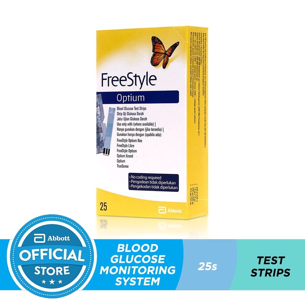 FreeStyle Blood Glucose Test Strips, Optium 25 CT Shopee Philippines