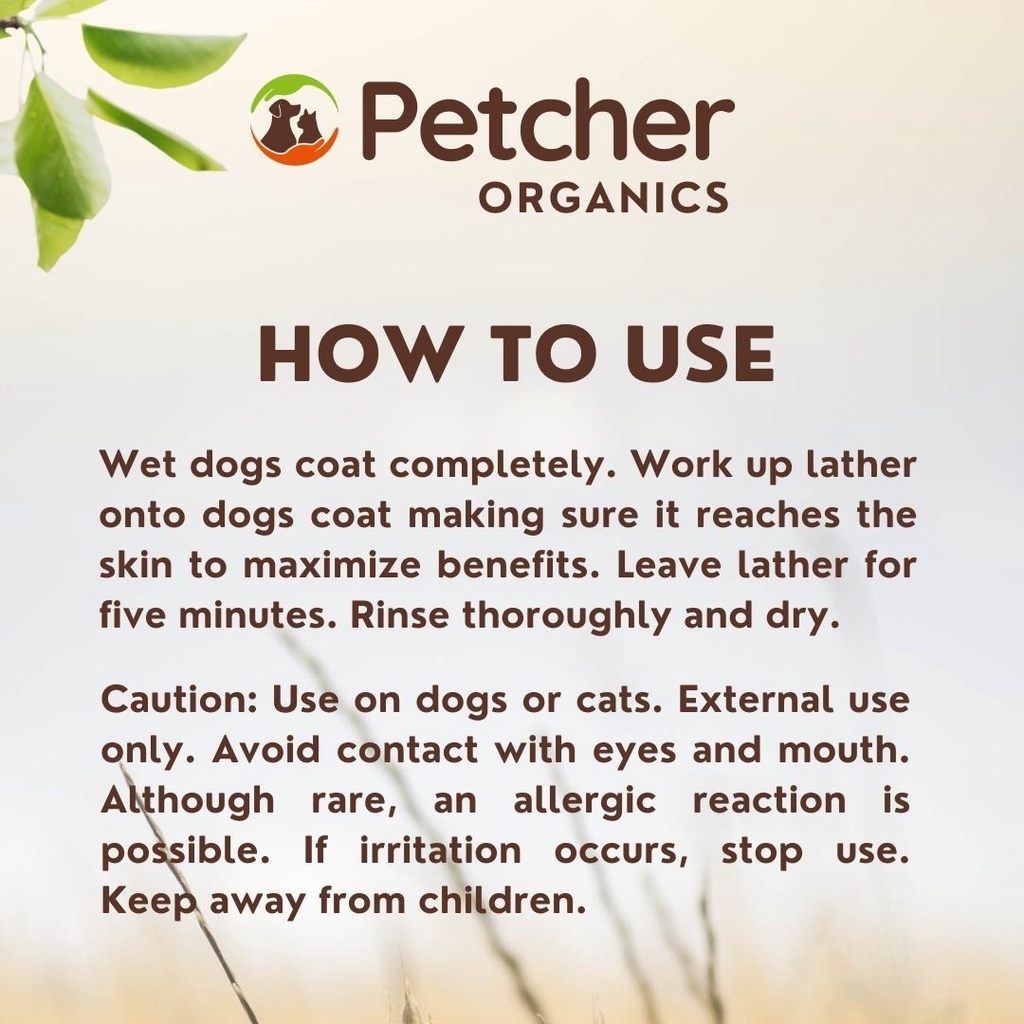 Petcher Organics Madre De Cacao Pet Shampoo 1/2 Gallon with Soap for Dogs & Cats Anti Tick and