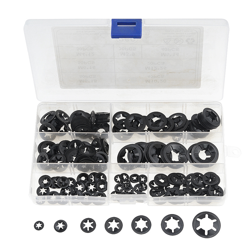 260PCS/Box M312 Set Manganese Steel Push On Washer Retaining Lock Internal Tooth Star lock