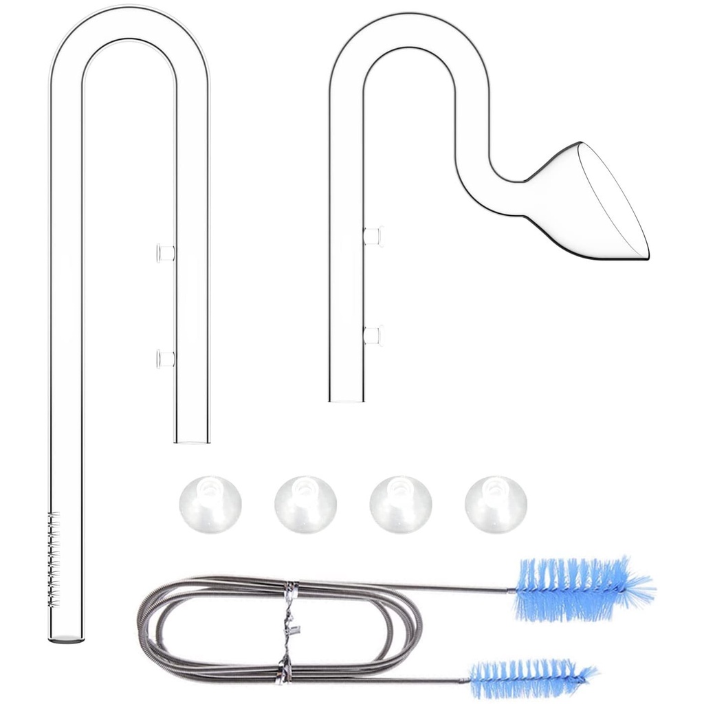 &FZONE Aquarium Glass Lily Pipe Kits with Lily Inflow Lily Outflow and