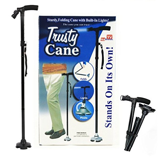 Sturdy Foldable Trusty Cane with LED Lights, Tungkod Baston Walking