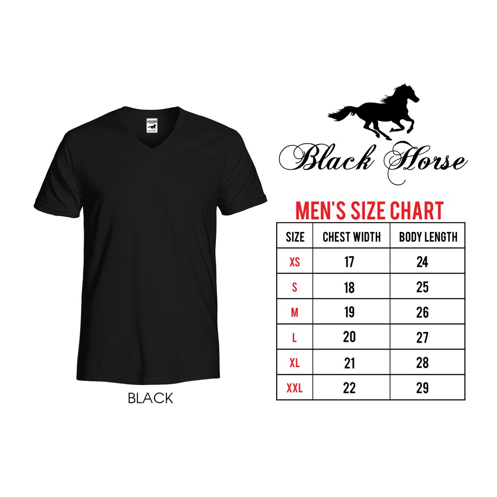 Black Horse T Shirt VNeck Plain Shirt Unisex Adult (BLACK) Shopee