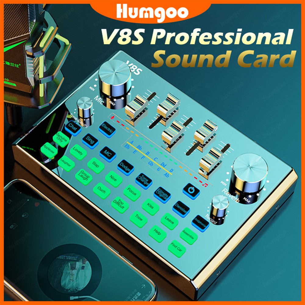 【UPGRADE】V8S Bluetooth5.0 Live Sound Card Audio USB Headset Microphone Webcast Live Streaming