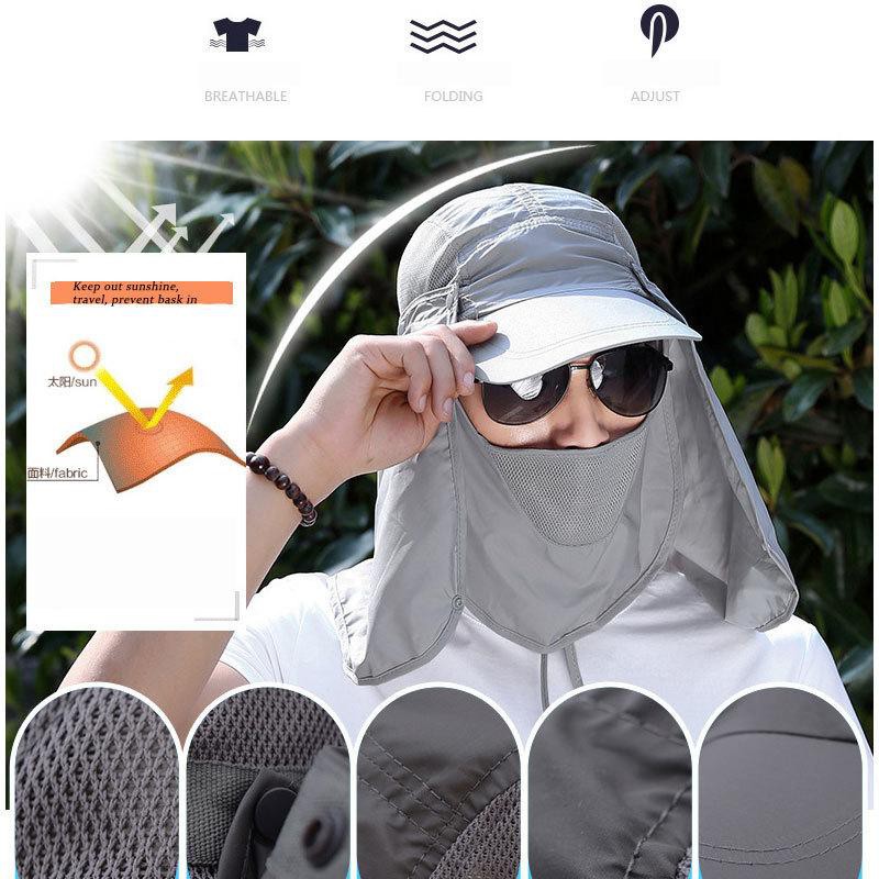 Men Fishing Visor Hat UV Protection Face Neck Outdoor Hiking Cover