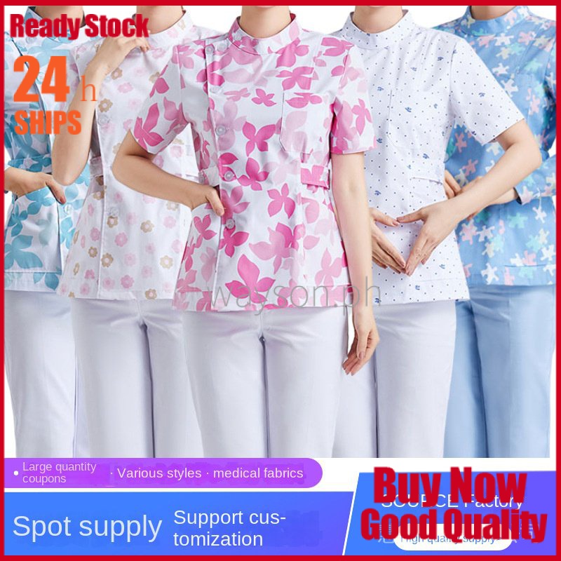 1 Set Hospital Staff Scrubs Top Nursing Uniform For Male Female Dental