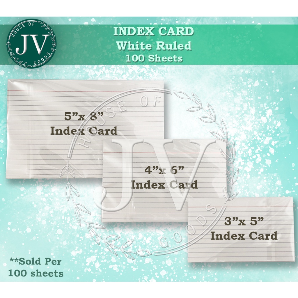 Index Cards White Ruled (3x5, 4x6 & 5x8) 100sheets Shopee Philippines