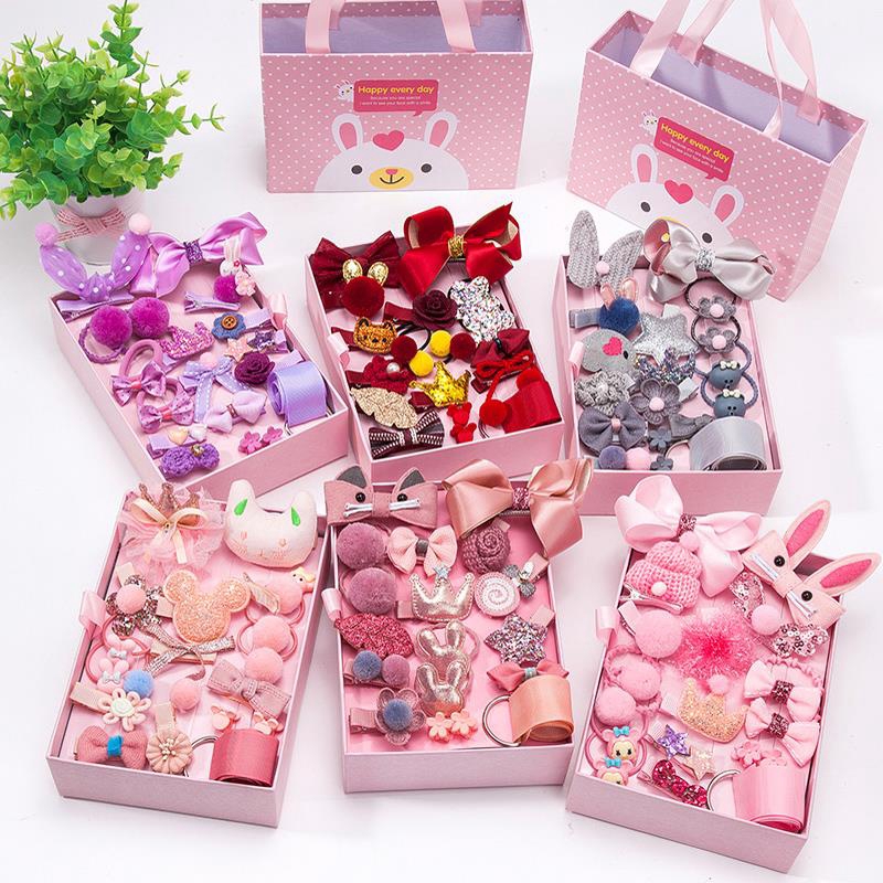 18pcs/Set Cute Child Hair Accessories Girls Clip Rubber Bands Gift