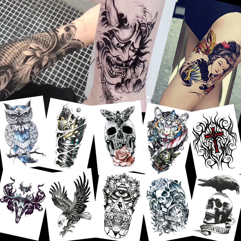 30PCS Random Big Tattoo Stickers Cool Stylish Temporary