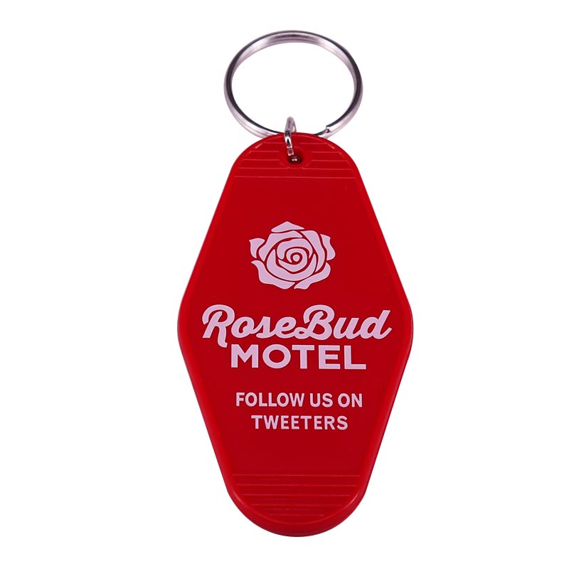 RoseBud Motel Key Tag Solid Red Keychain Schitt's Creek TV Show Fans