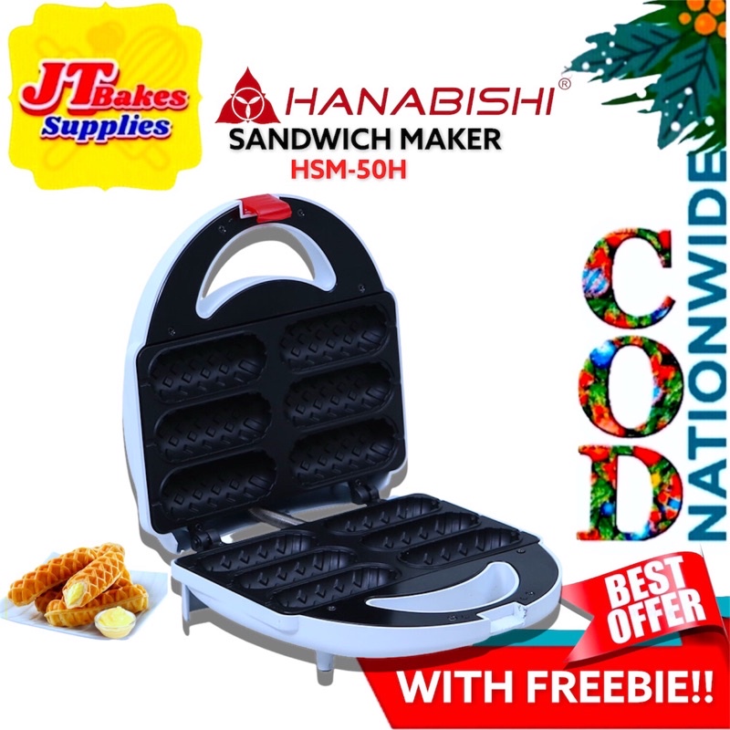 Hanabishi Hotdog Waffle Maker HSM50H Nonstick toasting surface