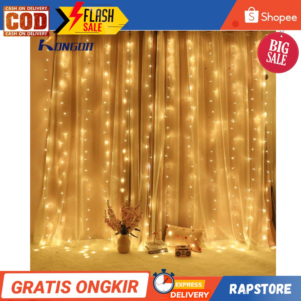 Kongdii Curtain Lights Wedding Decoration Fairy Light 3x3meter 300 Led