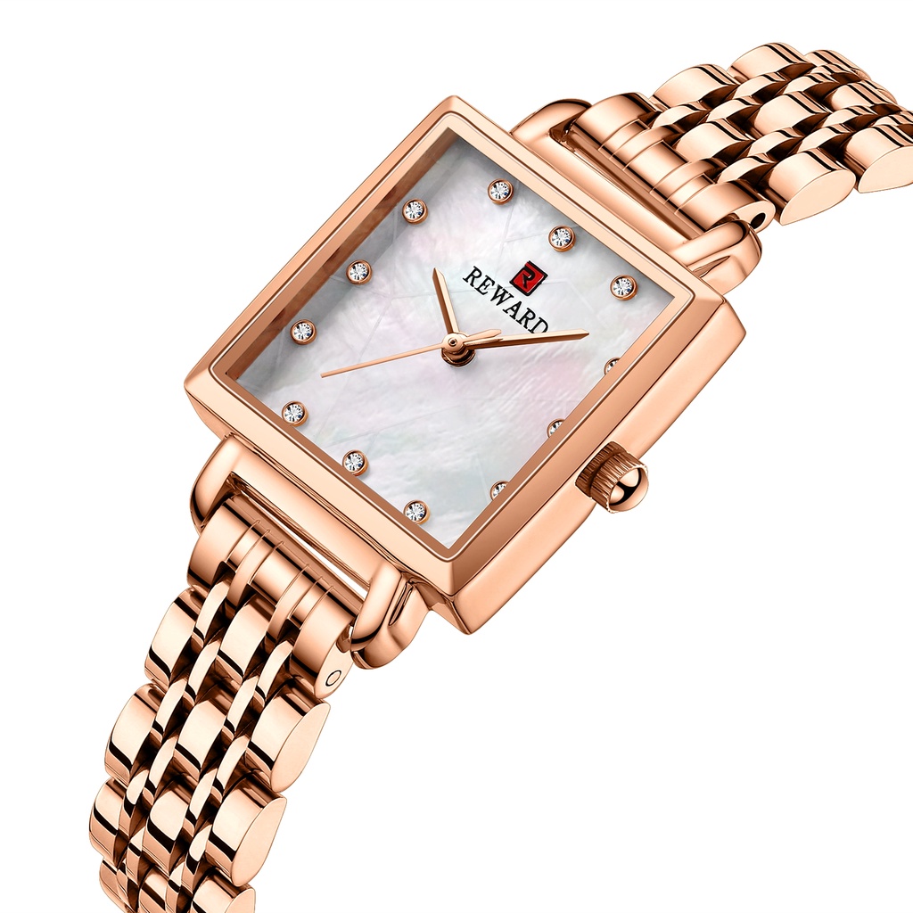 REWARD 21041 Fashion Women's Watches Simple Square Quartz Waterproof Ladies Watch Luxury Rose