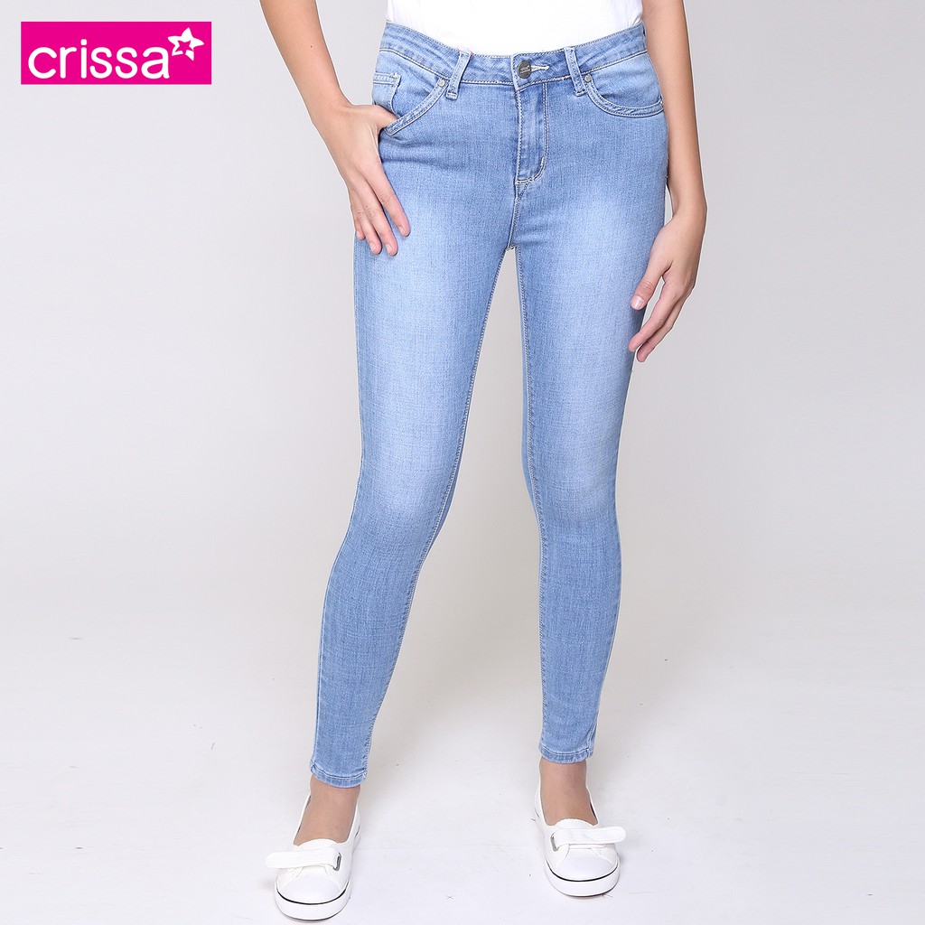 Crissa Midrise Skinny Jeans CLB030771 (Light Wash) Shopee Philippines