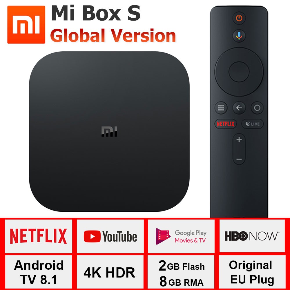 Global Original Xiaomi Mi Box S 4K HDR Android TV 8.1 Mi