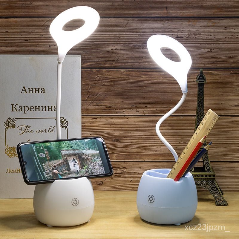 Pen Holder With Table Lamp LED Stand Desk Lamp Rechargeable 3 Levels