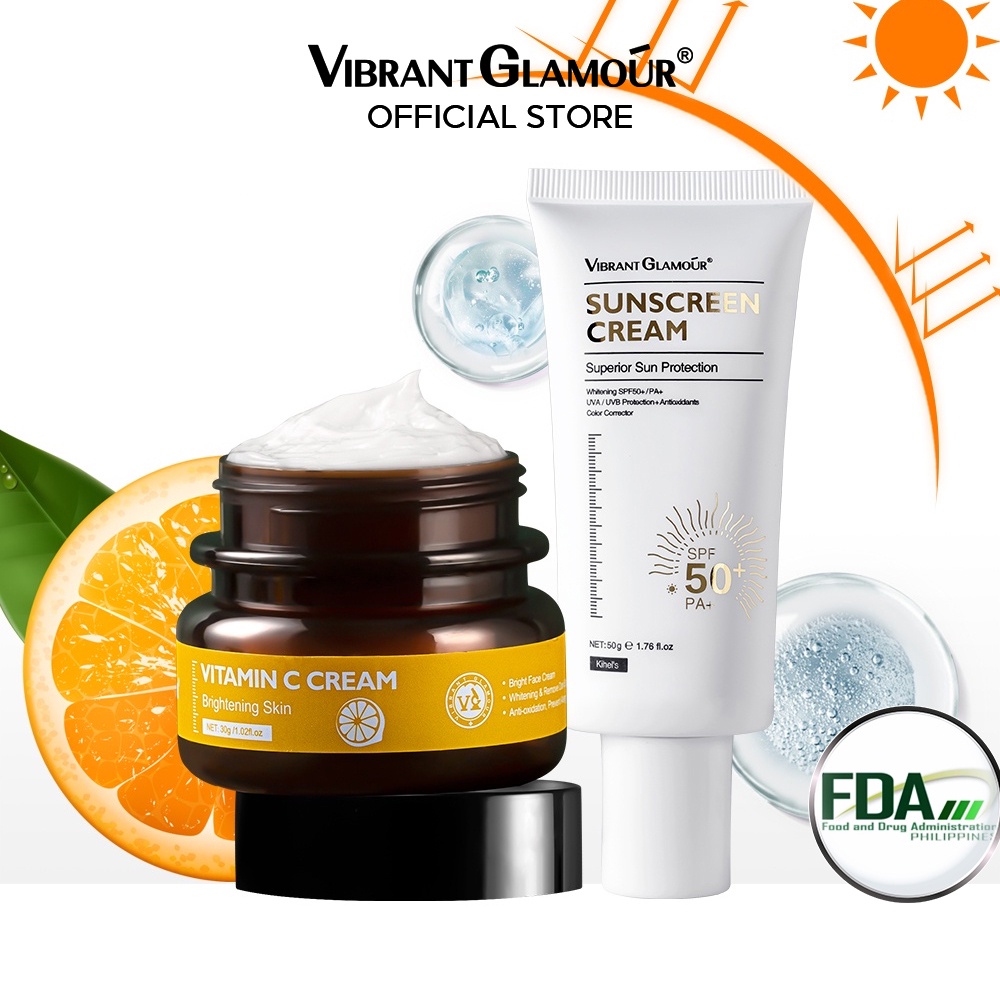 VIBRANT GLAMOUR FDA Whitening Sunscreen Vitamin C Face Cream Set