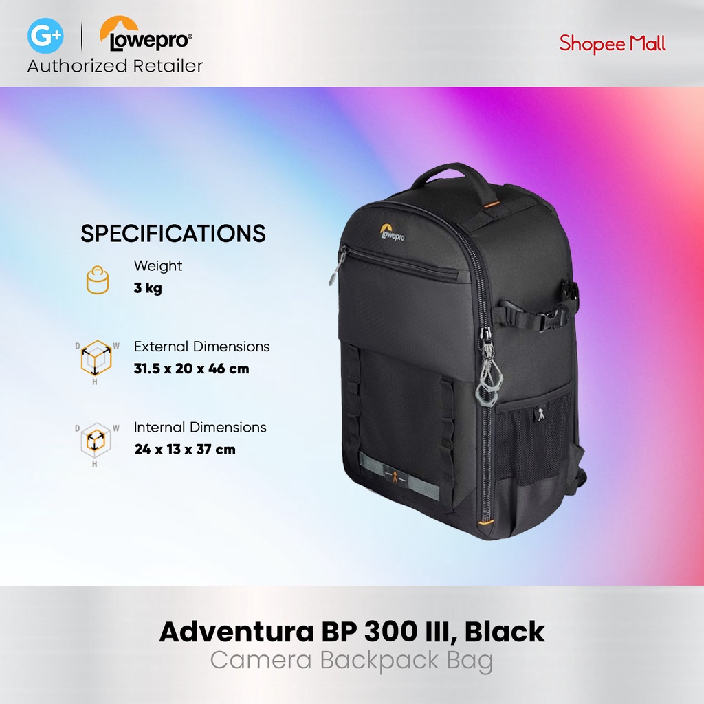 Lowepro Adventura BP 300 III Backpack (Black) Shopee Philippines